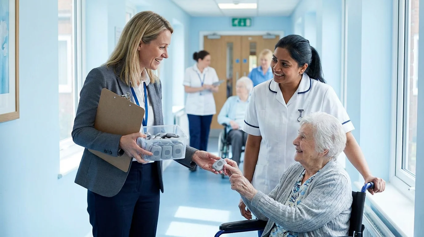 Nursing home and assisted-living supplier issuing SOS alarms to residents and staff