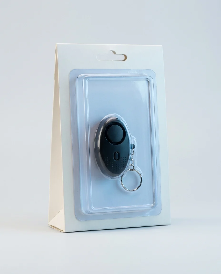 Retail-ready personal alarm blister card packaging