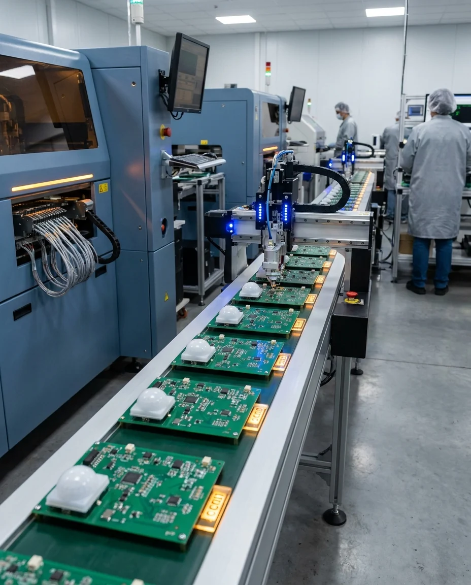 SMT placement line building PIR motion sensor boards