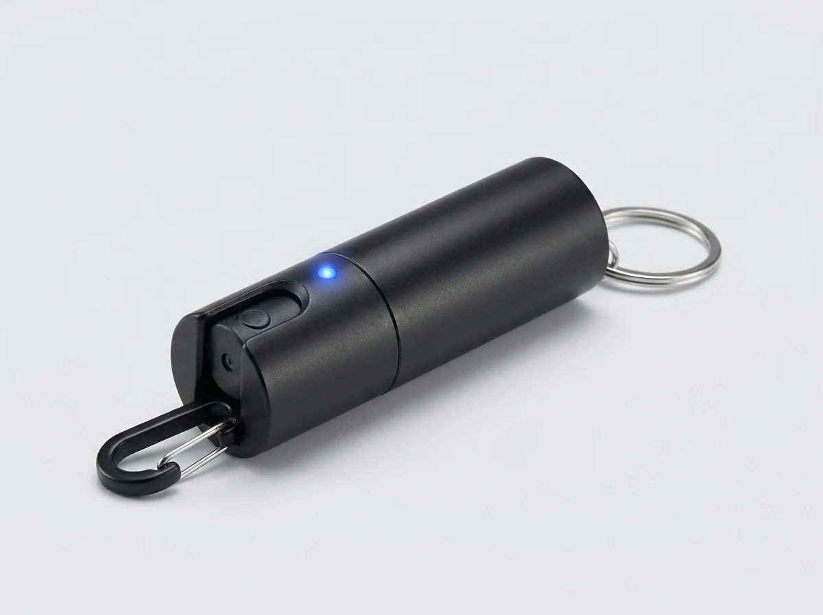 Keychain pepper spray compact clip-on canister for everyday carry