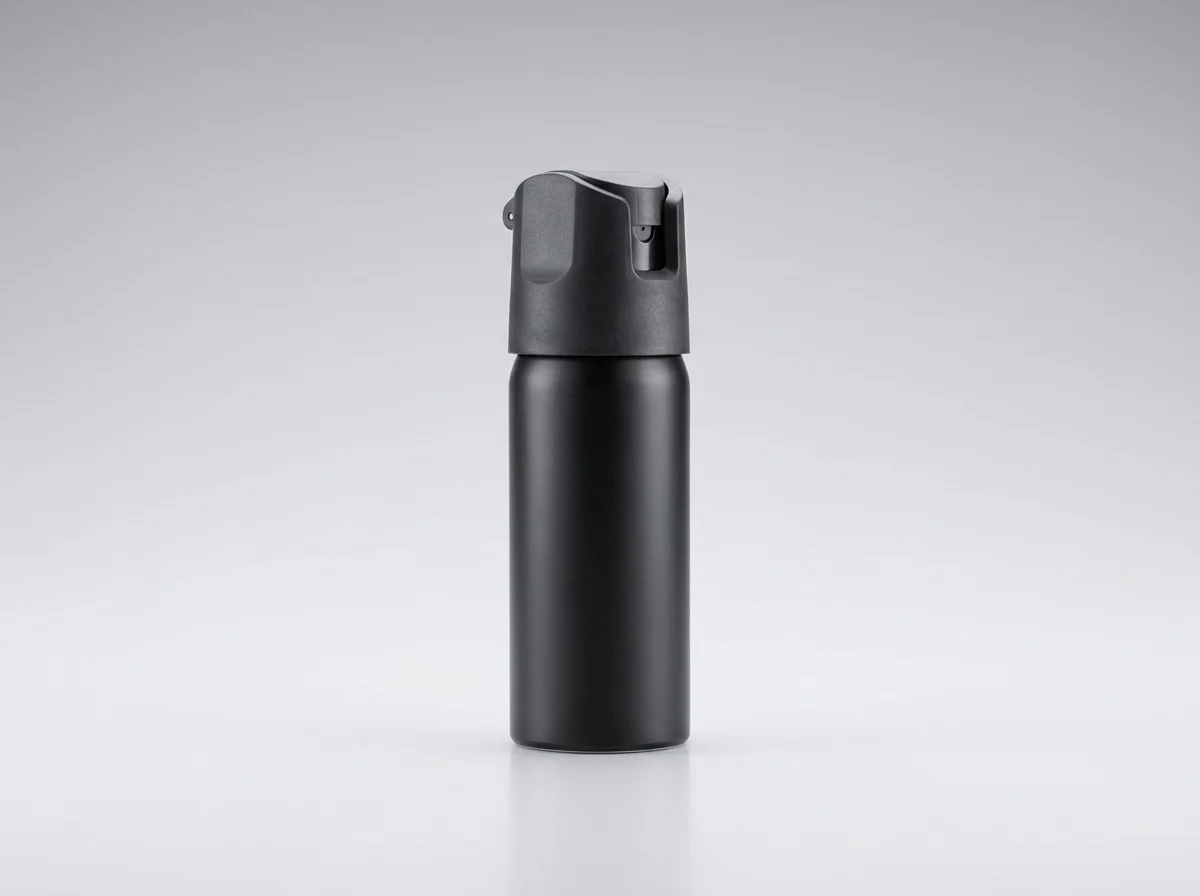 Pocket-size self-defense spray canister sized to drop into a bag or pocket