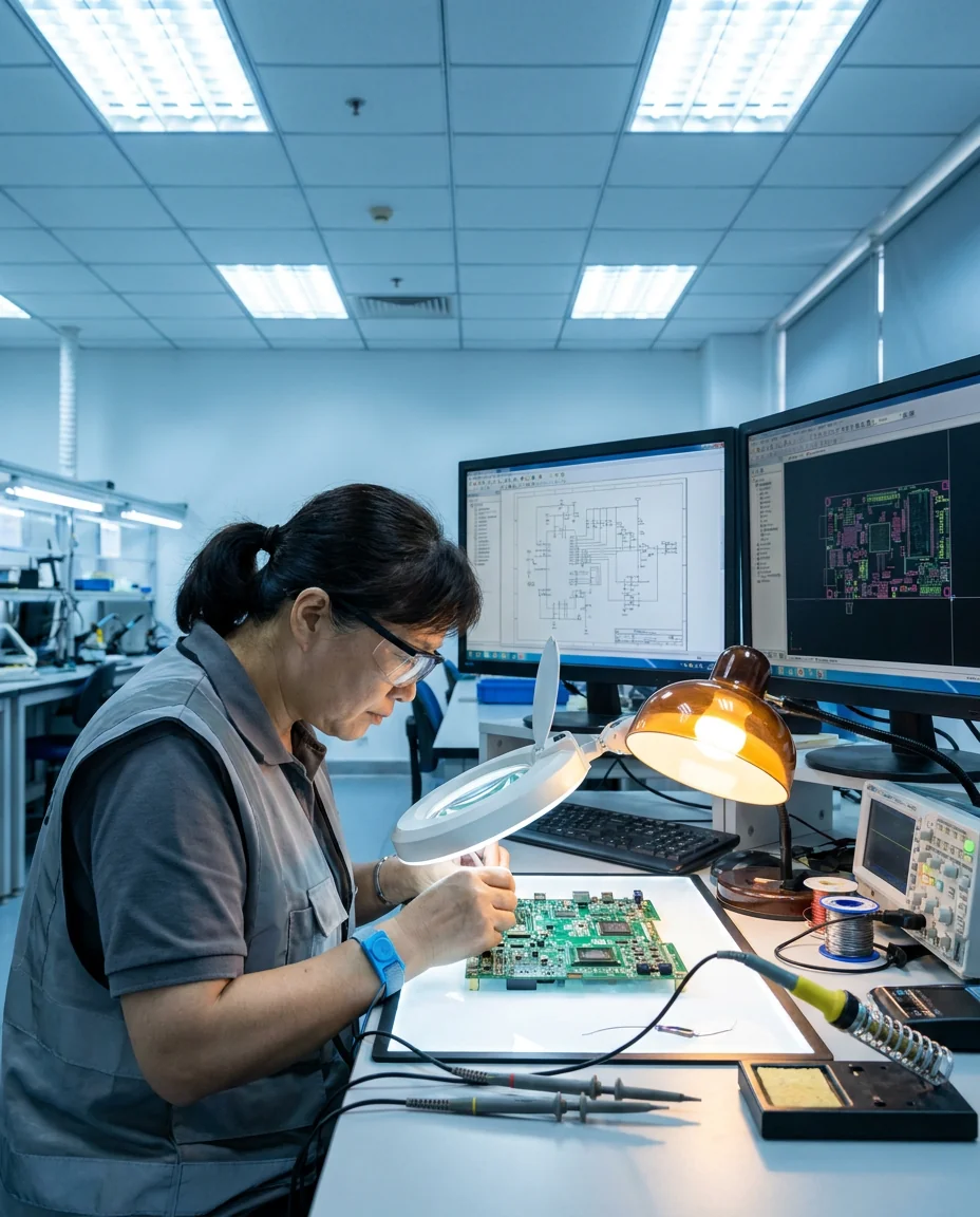 Engineer working on PCB layout