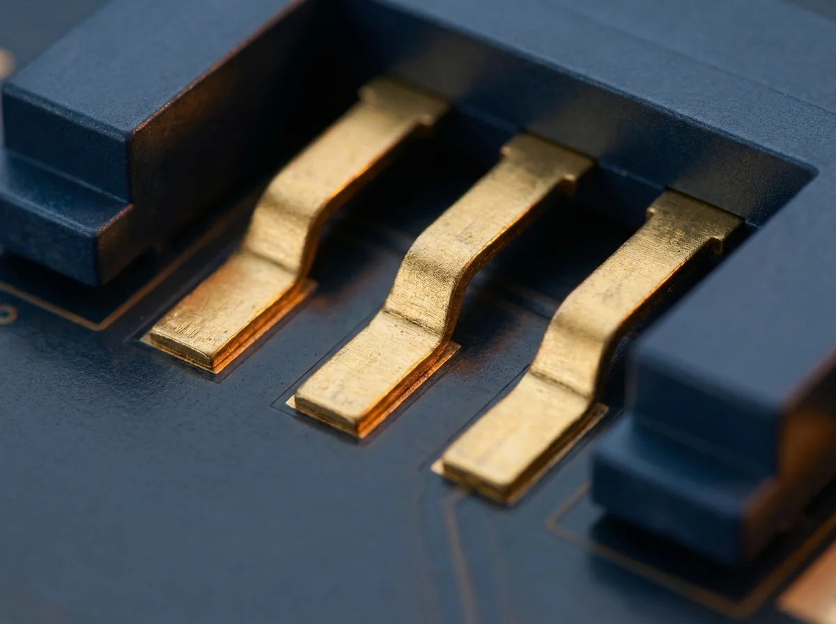 Close-up of gold-plated probe contacts that resist oxidation