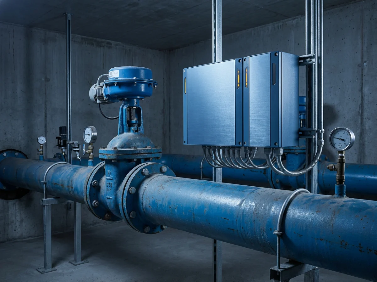 Water main pipework where a leak scene closes the supply